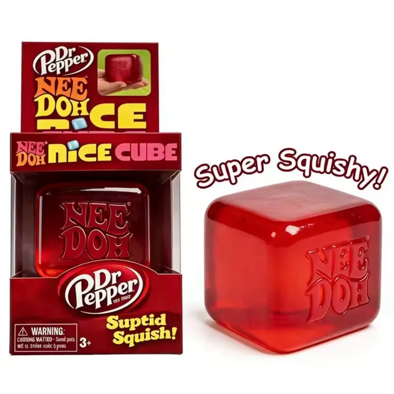 Limited Edition Dr Pepper Nice Cube Squishy Stress Relief Toy Soft Squeeze Fidget Cube for Kids Adults Anxiety Sensory