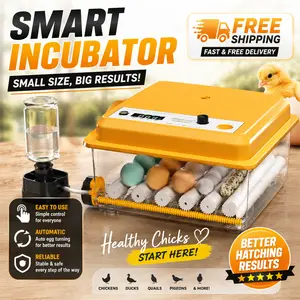 2026 Upgraded Mini Smart Automatic Egg Incubator - 16-Egg Capacity with Auto Egg Turning, Dual Power Supply & Built-in Candler for Eggs