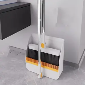 Home Broom and Dustpan Set Cleaning Supplies with Long Handle, Rotatable Broom and Dustpan with Comb for Dust and Trash Cleaning, Ideal for Kitchen and Office Use