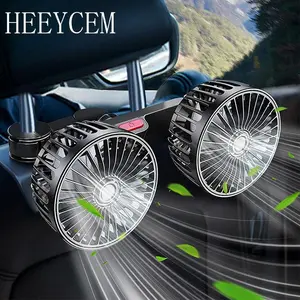Fan for Car Backseat, USB Car Fan with Dual Heads, Adjustable Speeds Fan, 3 Speed Strong Wind Car Cooling Fan Rear Seat Air Circulation Fan with 360 Degree Adjustable Clip and Flexible Positioning for All Vehicles RV SUV Truck