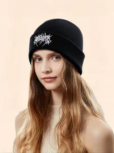 Hand Embroidery Knit Beanie Casual, Woven Fabric, Fitted Style, All Seasons Wear, Perfect for Daily Use & Outdoor Activities