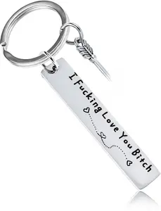 Best Friend Keychain for Women, Stainless Steel Key Chain Engrave I Fking Love You Bith Birthday Christmas Friendship Gift for Bestie Best Friends Female Bff