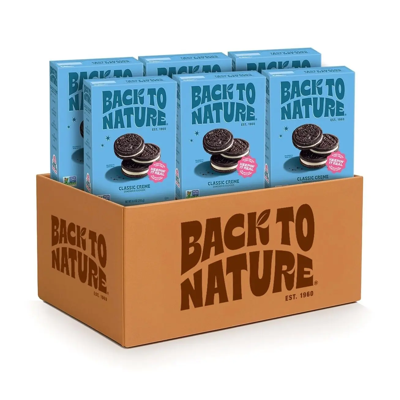 Back to Nature Classic Creme Sandwich Cookies - Plant-Based Cookies Made With Wheat Flour - Non-GMO, No High Fructose Corn Syrup, 9 Ounce (Pack of 6)