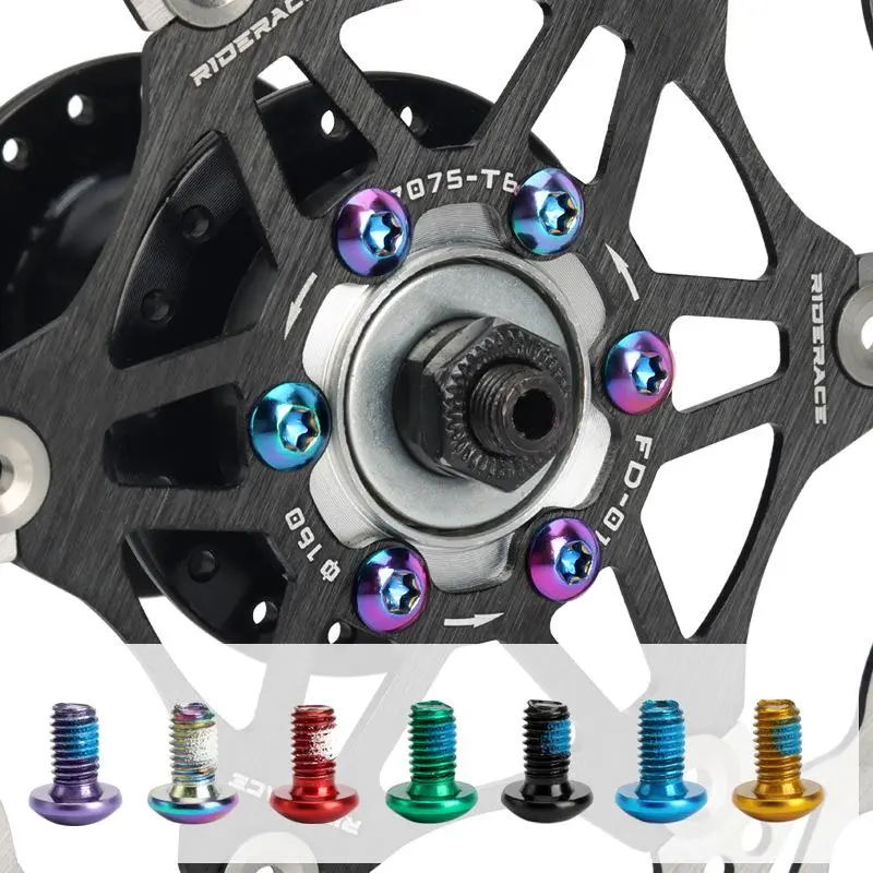 12pcs Bicycle Disc Brake Rotor Torx Bolts T25 M5x9mm Stainless Steel Road Bike Fixing Screws Colorful Cycling Accessory MTB Part Road Bike Parts