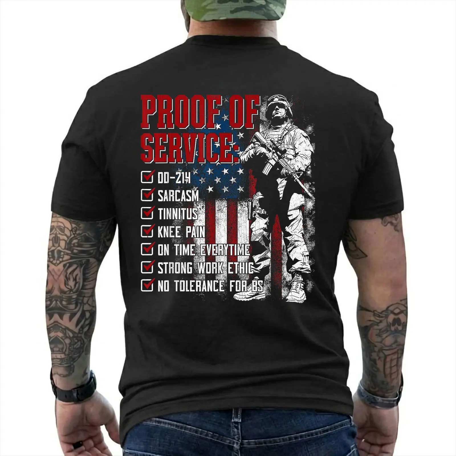 DD-214 Veteran Shirt, Proof of Service Military Humor Graphic Tee, Army Veteran Gift, Patriotic Military Pride Unisex T-Shirt