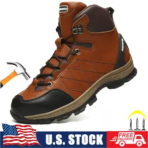 Steel Toe Boots for Men Indestructible Steel Toe Shoes High Top Work Boots for Men Lightweight Safety Shoes Non Slip Work Shoes Industry Construction Safety Boots