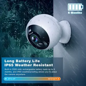 Litymol Wireless Magnetic Security Camera, AI Motion Detection, Color Night Vision, 32G SD & Cloud Storage for Indoor & Outdoor Use