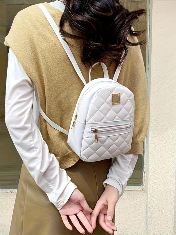 Cute Mini Diamond Stitched Fashion Durable Backpack, Large Capacity, Adjustable Straps, Buckle, Casual Shoulder Bag for Teens & Adults Cute Mini Diamond Stitched Fashion Durable Backpack, Large Capacity, Adjustable Straps, Buckle, Casual Shoulder Bag for Teens & Adults