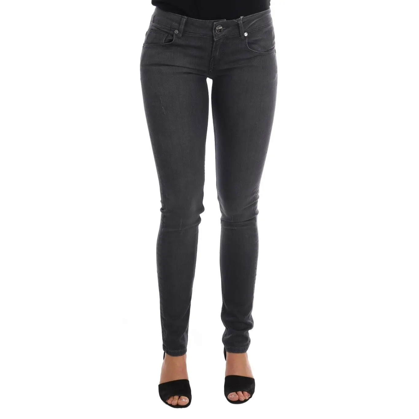Sleek Gray Slim-Fit Designer Jeans