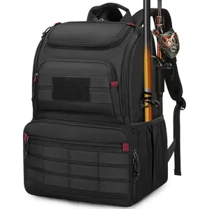 Fishing Backpack Tackle Box, Water Resistant Tackle Backpack with Cooler & Rod Holders, Fishing Gifts for Men