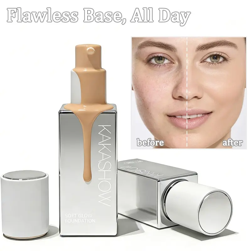 Long-Lasting Foundation Liquid, Waterproof Sweatproof Oil Control, High Coverage, Lightweight, Natural Skin Tone, Flawless Complexion, Flawless Smooth Finish, Lightweight Formula Longwear Foundation