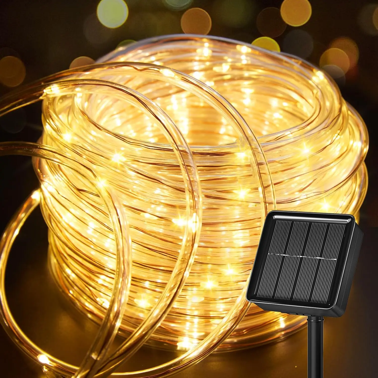Solar Rope Lights, Christmas Decoration String Light, Ip65 Waterproof, 12m/7m 100/50 Leds, Outdoor Solar Fairy Lights, 8 Lighting Modes