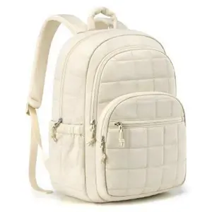 Quilted College Laptop Backpack for Women, Water-Resistant Daypack for 15.6 Inch Laptop