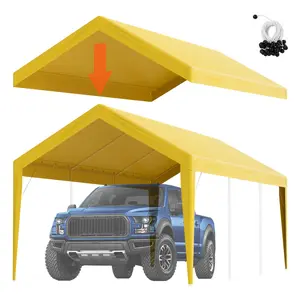 VEVOR Carport Replacement Canopy Cover 10 x 20 ft, TikTokShopBlackFriday, Garage Top Tent Shelter Tarp Heavy-Duty Waterproof & UV Protected, Easy Installation with Ball Bungees,Beige (Only Top Cover, Frame Not Include)