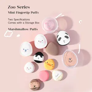 GUOXIAONIU Mini Air Cushion Powder Puff Marshmallow Puffs Finger Fingertip Cotton Candy Small Size Foundation Detail Makeup Concealer, Zoo Animal Theme Mini Air Cushion