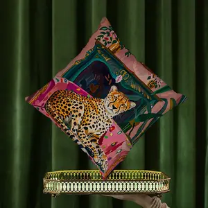 Cheetah Plant Pillow Cover, Beastly Art Decorative Cushion Case, 45x45cm, Home Decoration for Sofa Living Room Bedroom, No Insert Included