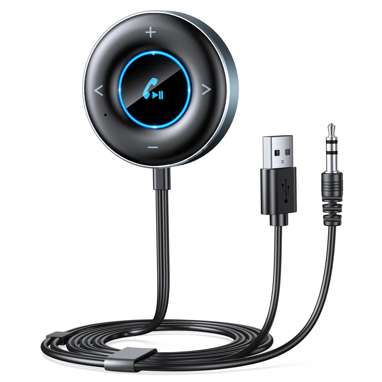Bluetooth AUX Adapter for Car, [Plug and Play] Bluetooth 5.3 Receiver, 3.5mm AUX Car Adapter for Home Stereo/Speakers/Wired Headphones, Hands-Free Calls, Dual Connection, Hi-Fi Musi
