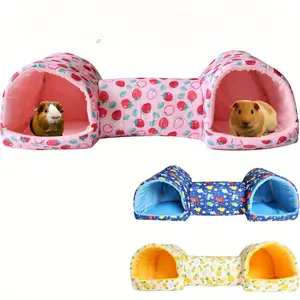 Polyester Small Pet Nest - Comfortable Hamster Hiding Place With Tunnel Villa, Suitable For All Seasons, Guinea Pigs, Candy Gliders, Etc