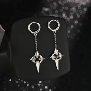 Oufer Unisex 316L Anti-Rust Steel Gothic Cross Design Drop Earrings - Polaris Set with Metal Coating, Non-Tarnish Tarnish-Free Edgy Pair, Earring for Women Daily Jewelry, Non Tarnish Earrings