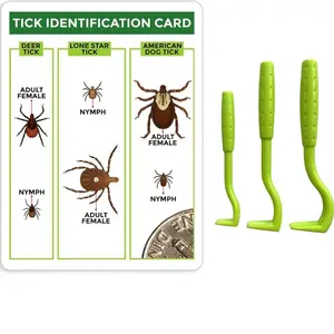 Tick Remover Removal Value 3 Pack - Tick Remover Tools + Tick Identification Card - for Humans, Dogs & Cats