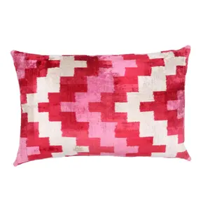 Canvello Handmade Pink Red Throw Pillows For Couch - 16x24 in