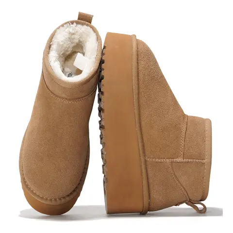 Project Cloud Women's | 100% Genuine Suede Leather Ankle Boots for Women Lightweight Memory Foam Fuzzy Boots Non-Slip Soft Fur Women Footwear - Huggy Winter Booties