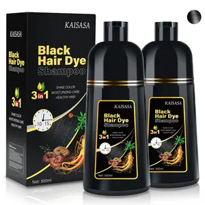 KAISASA 3 in 1 Hair Dye Shampoo - Herbal Ingredients Can cover gray hairs,Contains Ginseng Extract,Natural Haircoloring, black hairdye