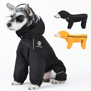 PINA Dog Raincoat, Waterproof Dog Rain Jacket with Hood, Lightweight Dog Jacket with Leash Hole, Dog Poncho with Reflective Strap and Pocket for Wet Weather, Full Wrap Design for Full Protection