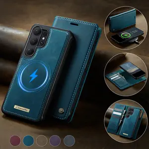 Detachable Wallet Case for Galaxy S26/s25/24/23/22/21 Ultra/plus/edge 5G, 2-In-1 Flip Cover with Card Slot & Magnetic Wireless Charger Stand