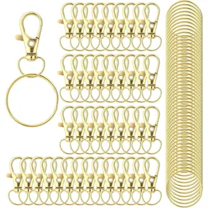 100 count  Hooks with Key Rings,Metal Swivel Lobster Claw Clasps, for  Clip Lanyard,  Making, Crafts