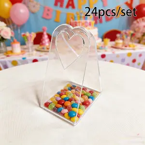 24pcs/set Transparent Acrylic Party Holiday Gift Boxes, Candy Chocolate Packaging Storage Box, Christmas New Year Valentine's Day Gifts