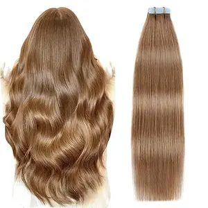 20pcs 50g Straight Tape In Human Hair Extensions 100% Real Remy Human Hair 16-26inches, Seamless I nvisible Install, 27#