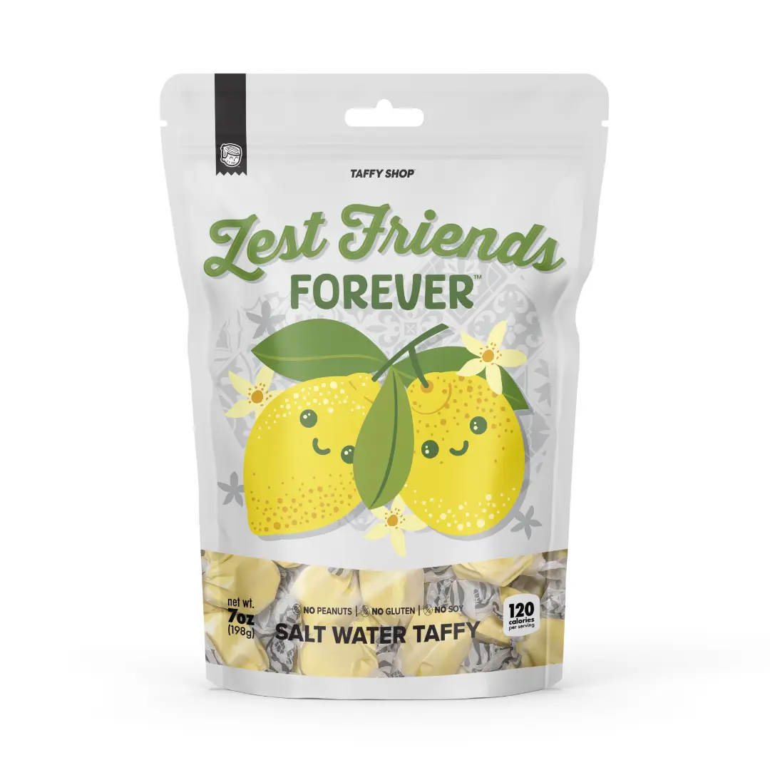 Taffy Shop, Zest Friends Forever Salt Water Taffy - Gourmet Lemon Soft, Sweet & Chewy Candy