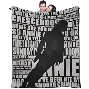 Michael Jackson Theme Blanket, Lightweight Warm Flannel Sofa Throw, Soft Blanket for Bed Camping Office, Special Gift, Slogan Print Blanket