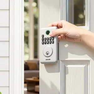 summervibes Digital Keypad Smart Door Security Lock, Electronic Deadbolt with Customizable User Codes, Easy-Grip Design, Keyed Entry, Auto Lock, Anti-Peeking Password, Backlit Keypad, for Home, Apartment, Silver, Digital Keypad Lock