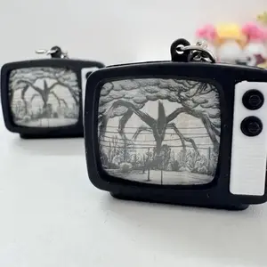 StrangerThings Small TV Keychain Glowing and Sound Pendant, Fan Gift 3D Christmas Ornament Stranger Things, 3D 2025 Christmas Gift for Fans, Friends, Family, Colleagues, Boss