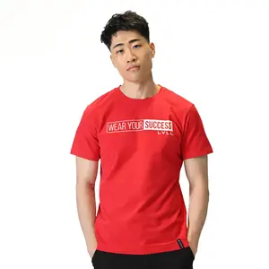 Proof of Hustle Red T-Shirt for Men - Menswear Athletic Fit Crew Neck Half Sleeve Cotton Spandex Blend Summer Top Streetwear