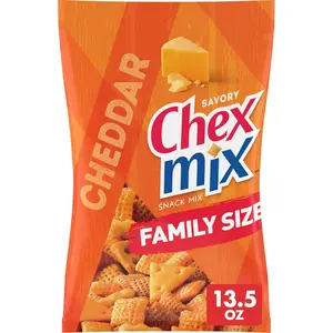 Chex Mix Cheddar Snack Mix, Savory Snack Bag, Family Size, 13.5 oz