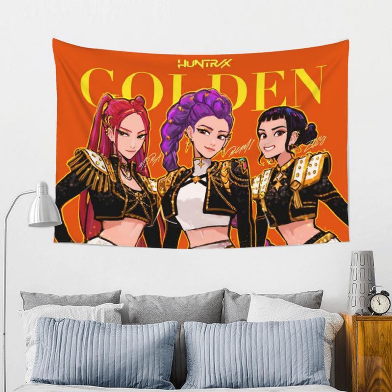 Kpop Demon Hunters Tapestry 40*60INCH Wall Hanging Vibrant Birthday Party Background Banner for Living Room Bedroom Dorm Decoration Perfect Gift