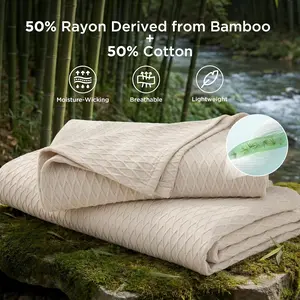Bedsure Cooling Blanket of Rayon Derived from Bamboo - Lightweight Breathable Cotton Blanket for Hot Sleepers, Luxury Throws for Bed, Couch and Sofa,