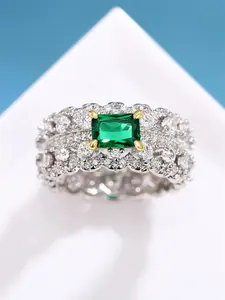 1 PC Gorgeous Style Green Cubic Zirconia Ring For Women For Valentine's Day Gift Wedding Engagement Anniversary Party Band Jewelry