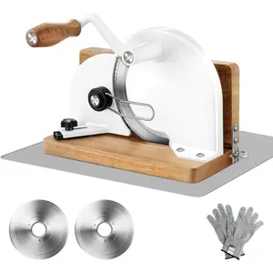 Foldable Manual Bread Slicer with Dual  RSG , Homemade & Sourdough Bread, Adjustable Thickness & Scale, Hand Crank , Durable  Alloy  & Acacia  Base