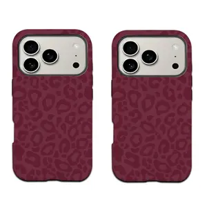burgundy leopard print Cover for iphone 17 pro max 16 Plus 15 14 13 12 11 Plus Fashion Trendy Anti-Stain Durable Lightweight Protection Shockproof Matte Texture Elegant Luxury Gift High-Quality New Product, New Year's Best Choice