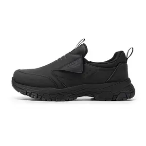 FITTINGTON Men's Slip-On Hiking Walking Shoes Trekking Loafer with Arch Support Black Size 11 for Casual Walks & City Life - Boy, Footwear