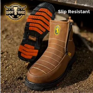 Slip Resistant Work Boots Doble Zipper Light Weight / Botas de Trabajo para Hombre con Doble Cierre , Resistentes a Resbalones