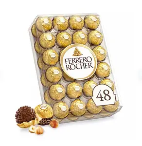 Ferrero Rocher Premium Milk Chocolate Hazelnut 48 ct - Delicious Combo of Hazelnut Milk Chocolate & Crispy Wafers Snack Box Crunch Bonbon