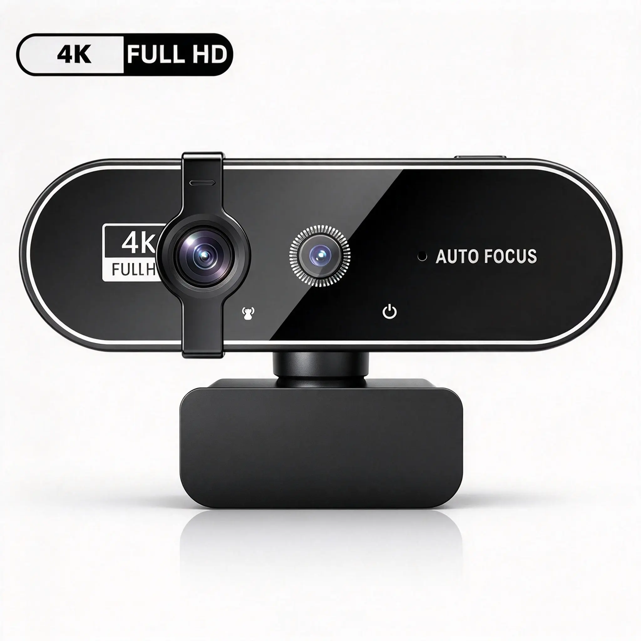 4K Webcam for PC and Mac, 180° Wide-Angle USB Computer Camera with Microphone, Auto Light Correction, 360° Rotating Design & USB-C Adapter