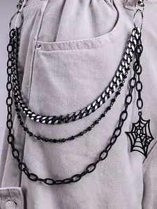 Y2K Spider Web Pants Chain Jean Chains for Women Pocket Chain for Men Layered Biker Hip Punk Chains Jewelry Accessory Stainless Steel Silver Lightweight Trendy Fashion for Music Festival Concert Halloween