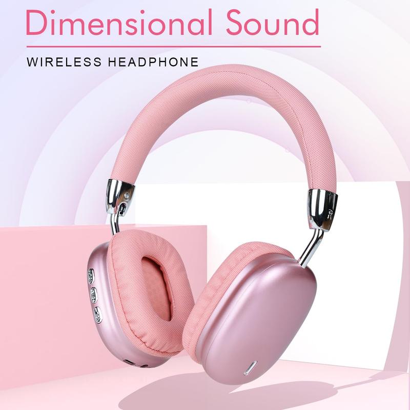 2026 Valentine Gift New Wireless Headset, Hifi Clear Call, Comfortable Fit With Head, Foldable, Rotatable, Stretchable. Compatible with Mobile Phones, Computers, MP3 and Other Devices. Wireless Headphones (Pink) Audio Adjustable