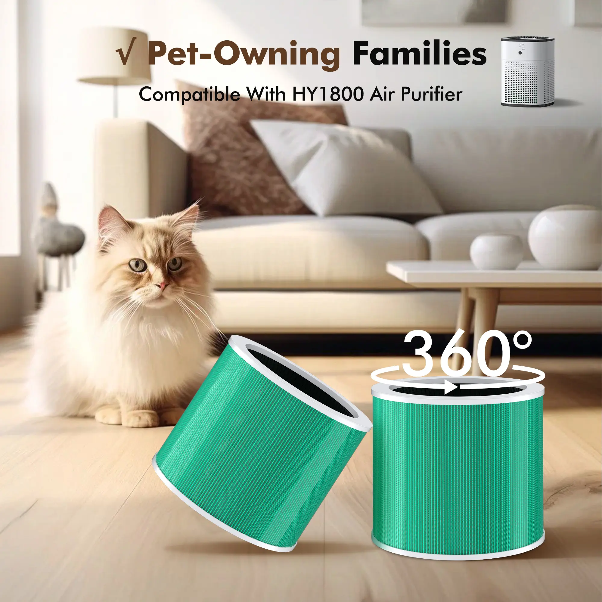 CHIVALZ HY1800 Air Purifier Replacement Filter, 3-in-1 Filtration, High-Efficiency Activated Carbon, True HEPA Filter (2 Pack) di yair,Halloween gifts, Christmas gifts, birthday gifts Portable HEPA